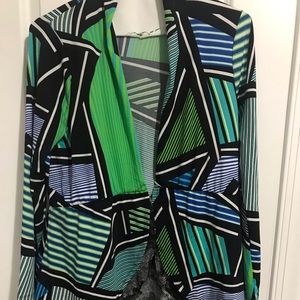 Cardigan jacket w/lace bottom layer